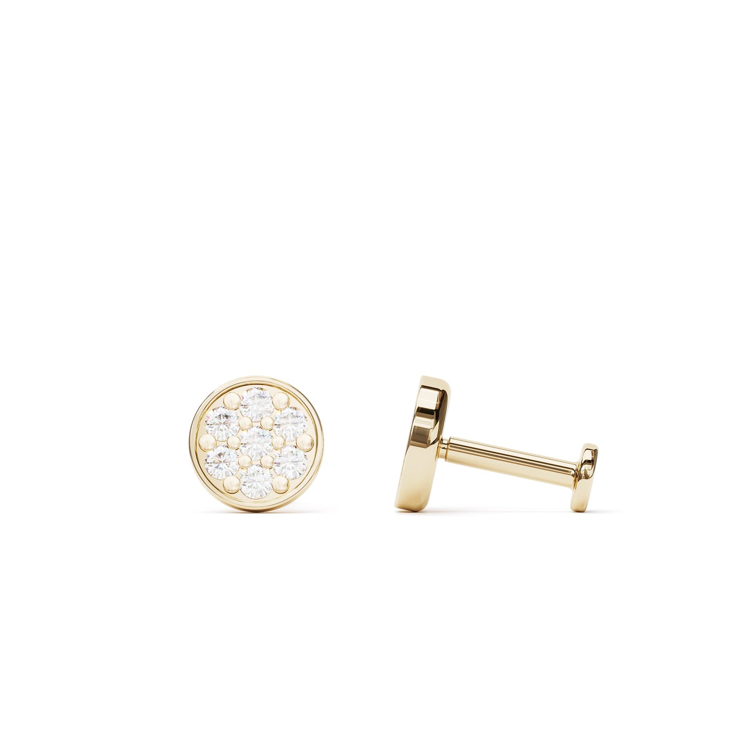 14K Gold Diamond Cluster Circle Stud