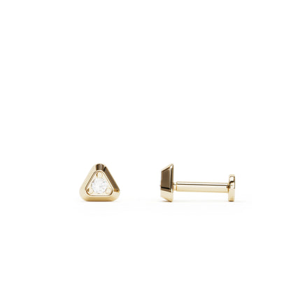 14K Gold Diamond Triangle Stud