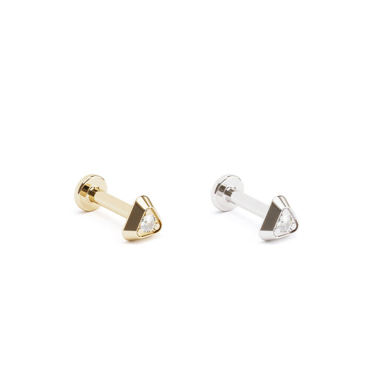 Tiny 14K Gold Diamond Triangle Stud