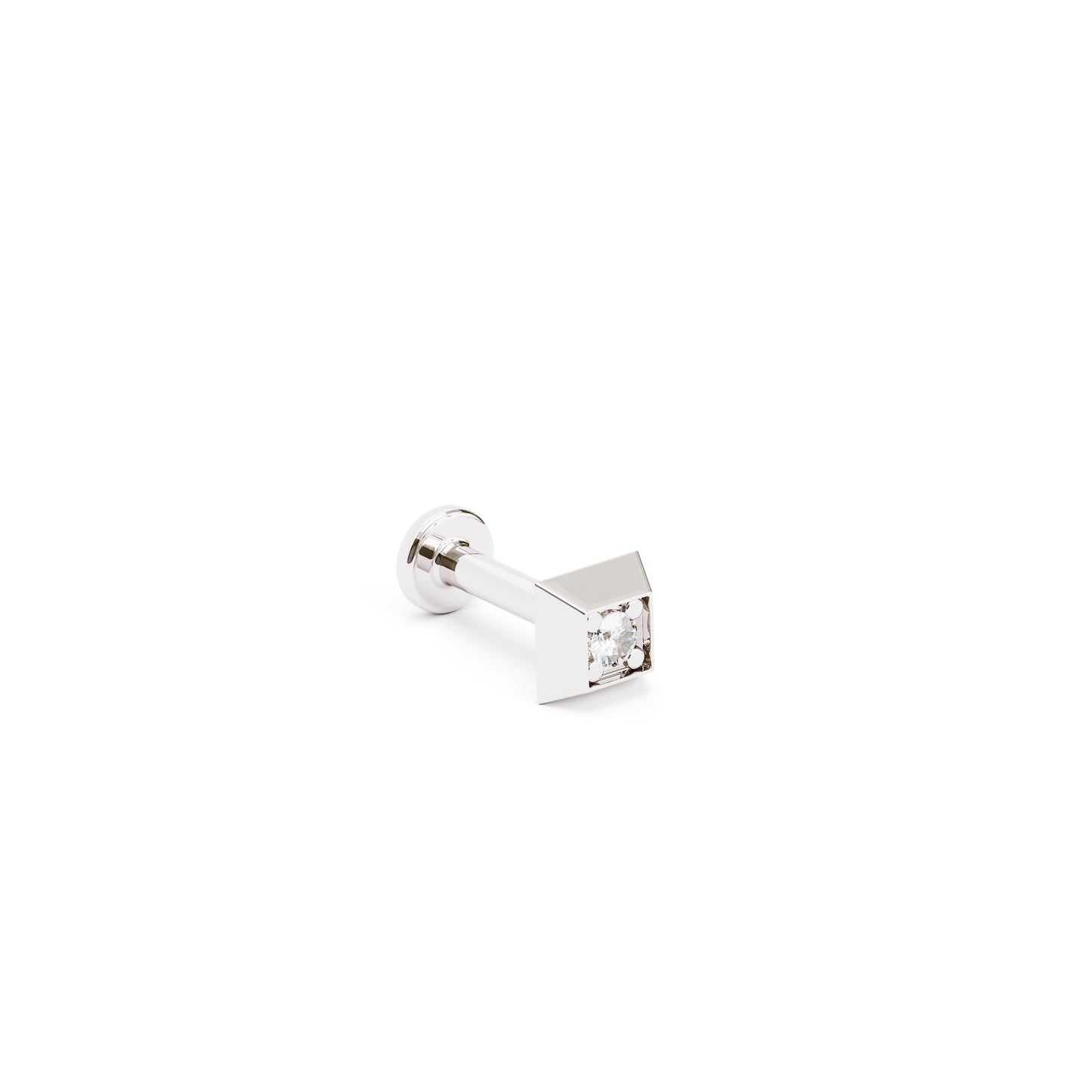 Tiny 14K Gold Diamond Square Stud