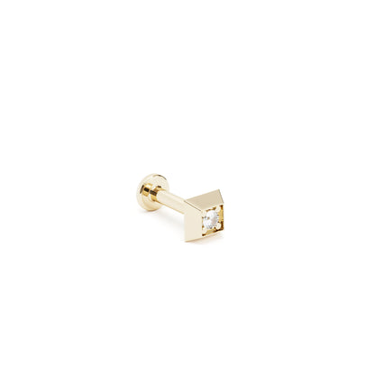 Tiny 14K Gold Diamond Square Stud