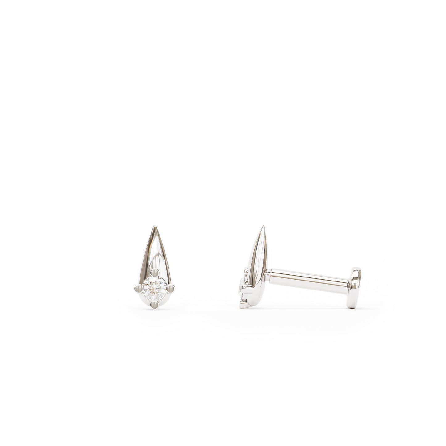 Tiny 14K Gold Minimalist Diamond Spike Stud