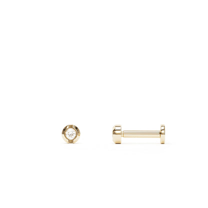 14K Gold Bezel-Set Diamond Solitaire Stud