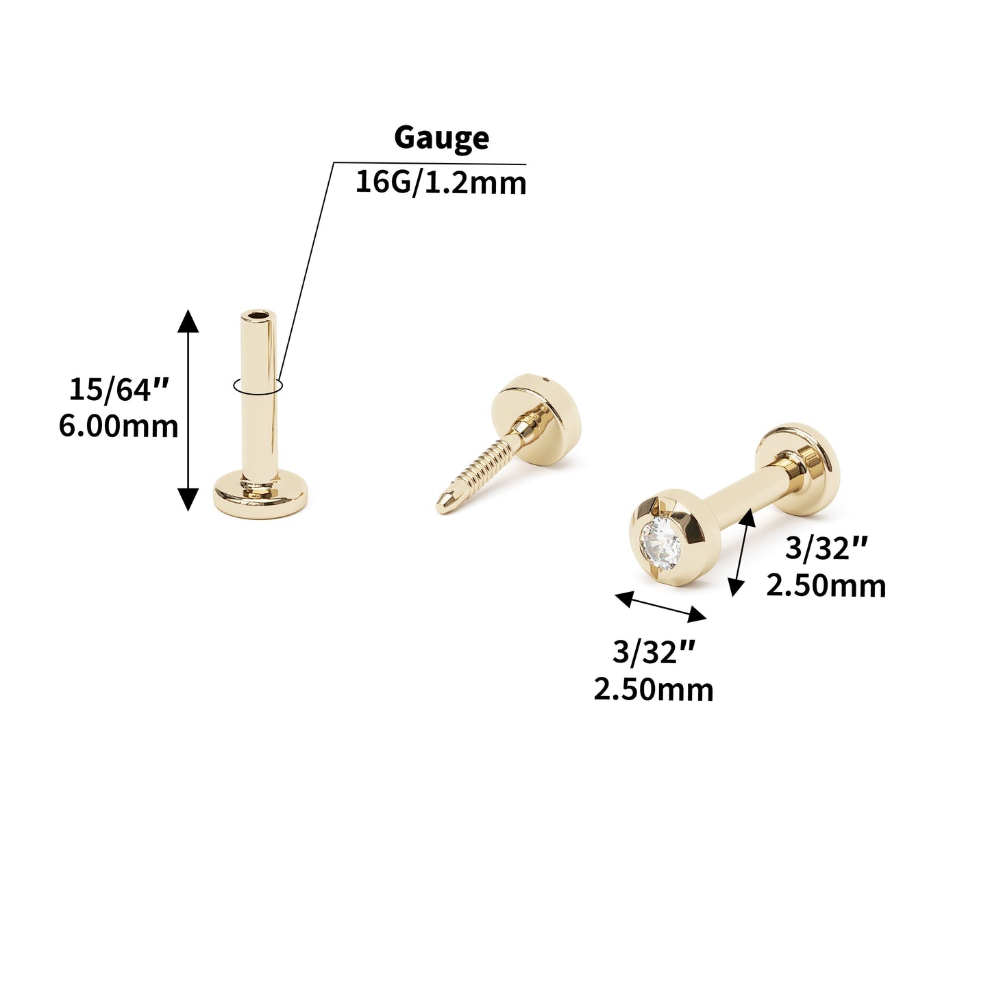 14K Gold Bezel-Set Diamond Solitaire Stud