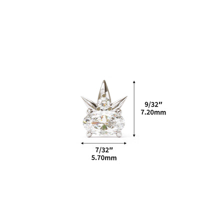 14K Gold Oval-Cut Diamond Crown Labret Stud