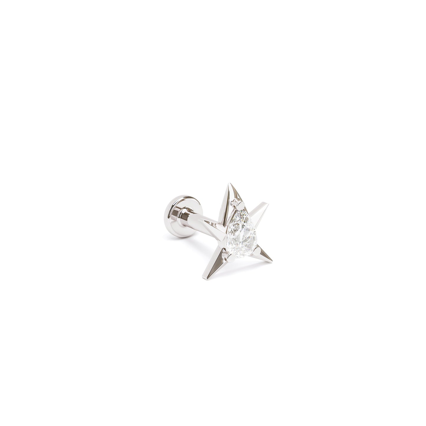 14K Gold Pear-Cut Diamond Star Stud