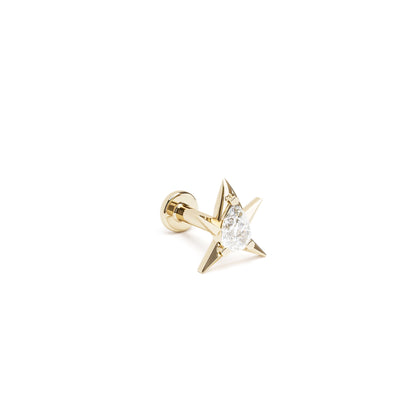 14K Gold Pear-Cut Diamond Star Stud