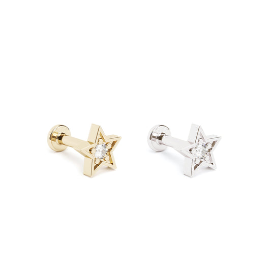 14K Gold Diamond Star Stud