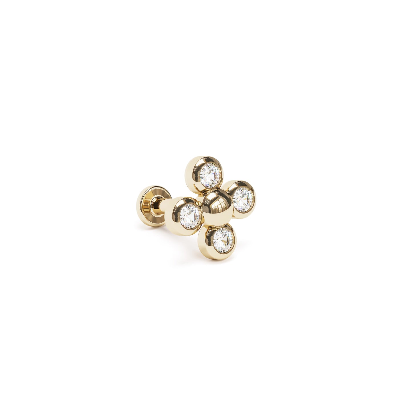 14K Gold Bezel-Set Diamond Stud