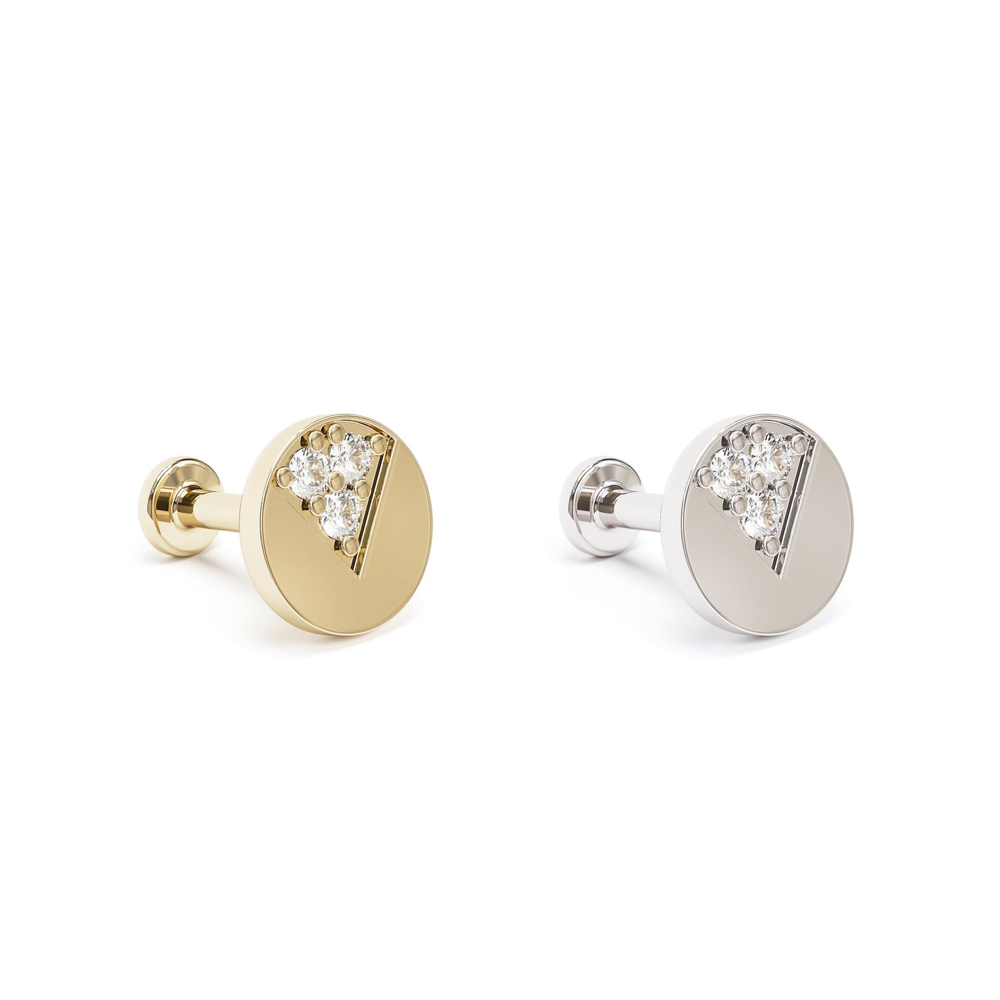 14K Gold Diamond Circle Stud