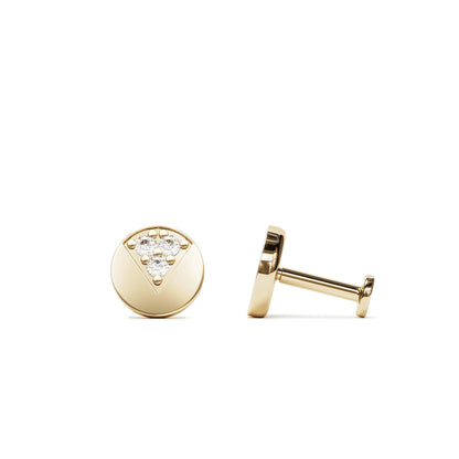 14K Gold Diamond Circle Stud