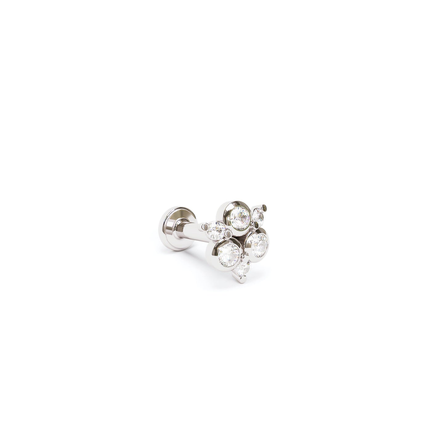 14K Gold Half Pavé Diamond Stud