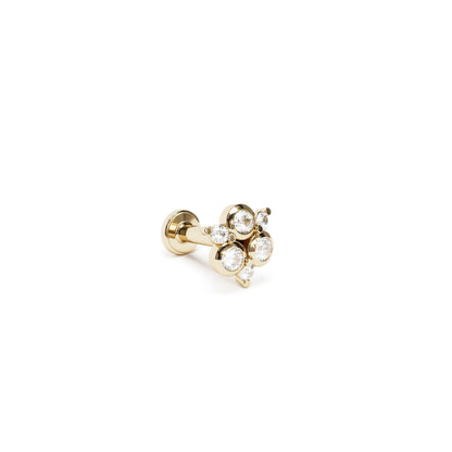 14K Gold Half Pavé Diamond Stud