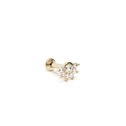 14K Gold Half Pavé Diamond Stud