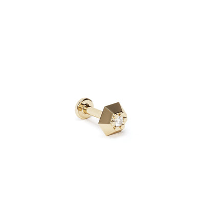 Tiny 14K Gold Diamond Hexagon Stud