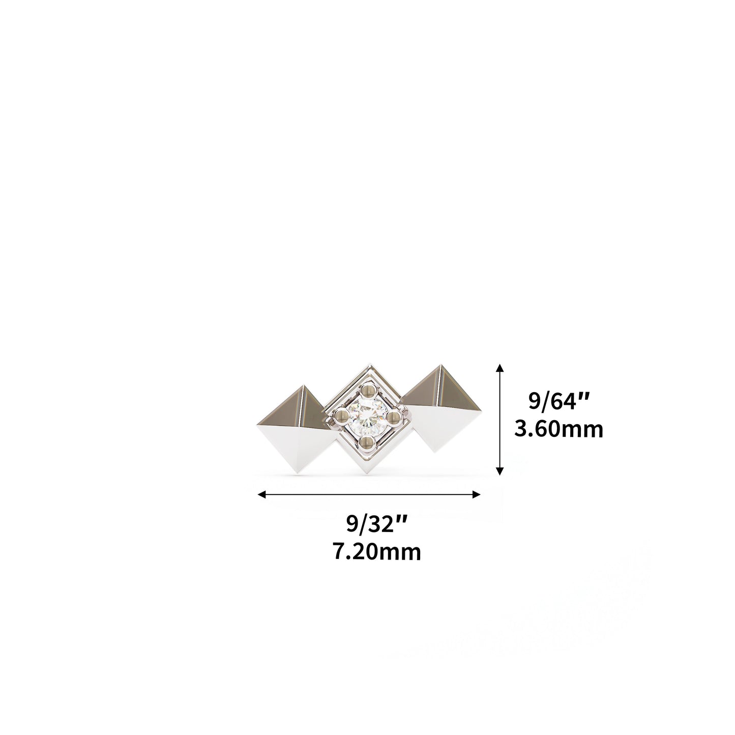 14K Gold Diamond Pyramid Stud