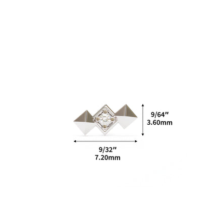 14K Gold Diamond Pyramid Stud