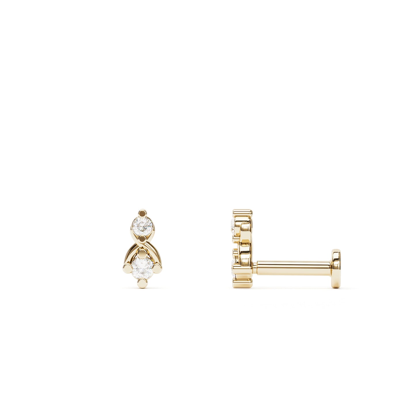 14K Gold Elegant Diamond Stud