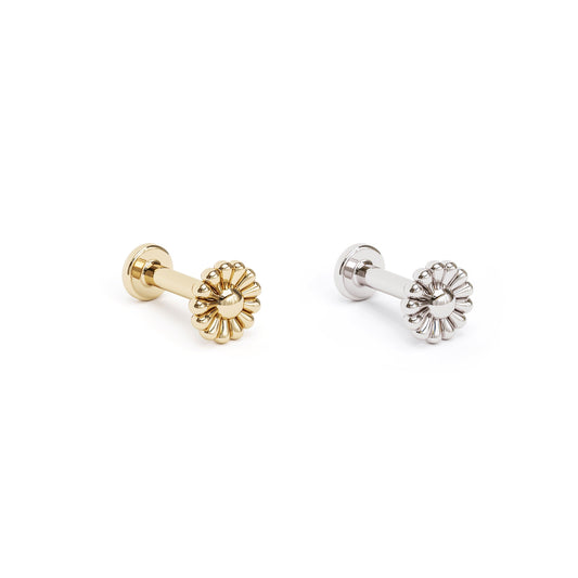 14K Gold Abstract Floral Stud