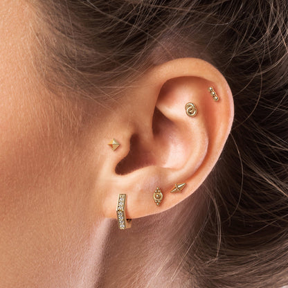 14K Gold Trio Beaded Stud