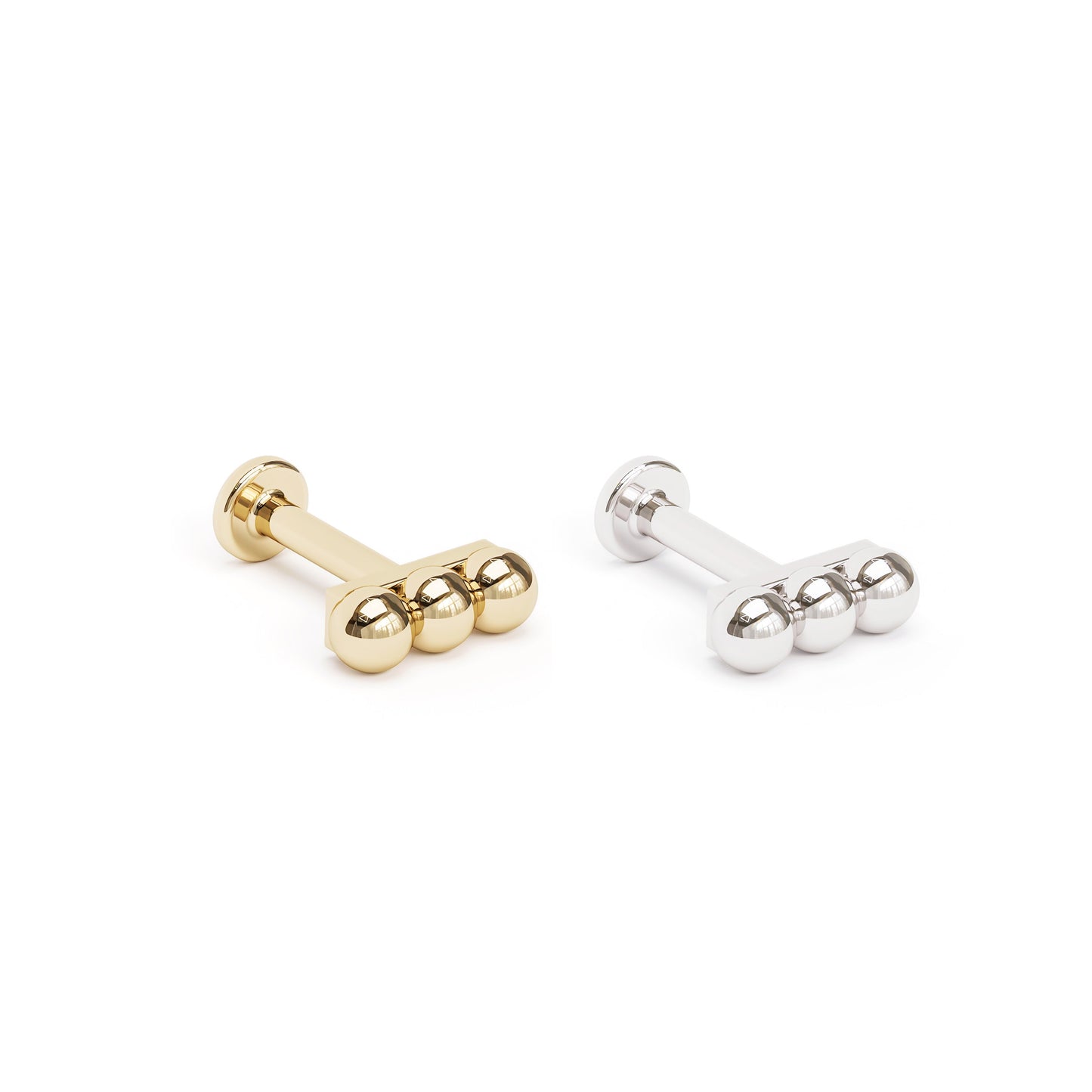 14K Gold Trio Beaded Stud