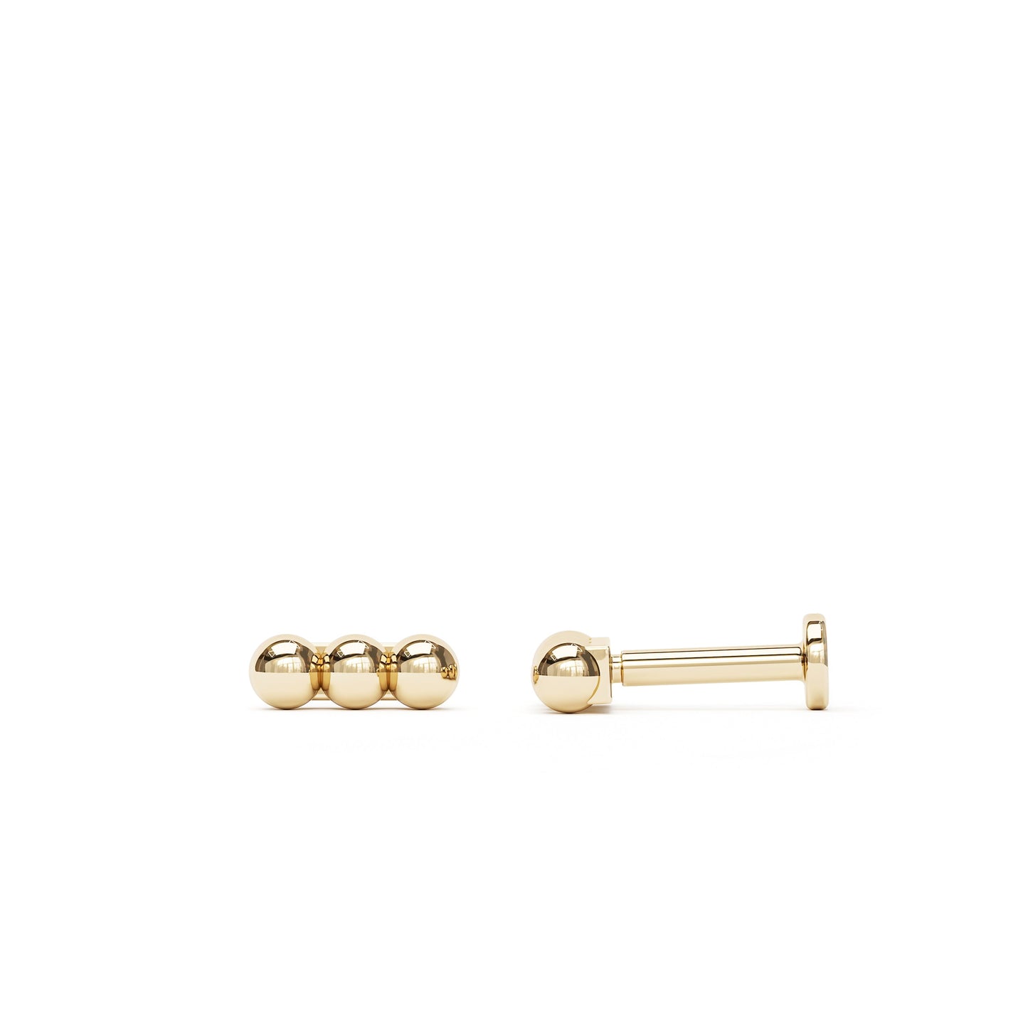 14K Gold Trio Beaded Stud